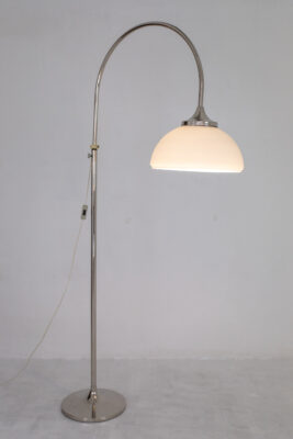 Beautiful Chrome Floor Lamp with Milkglass Shade, 70's