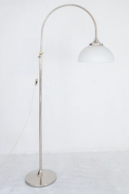 Beautiful Chrome Floor Lamp with Milkglass Shade, 70's