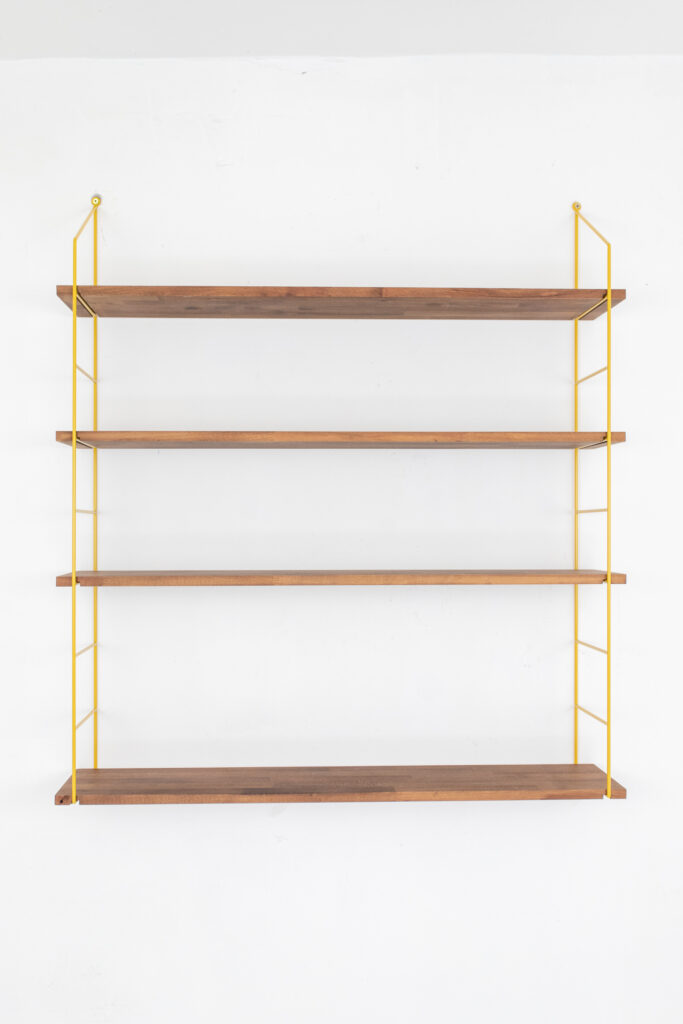 Mustard Shelfing Unit with 4 Walnut Shelves