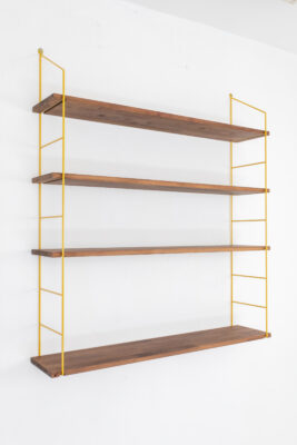 Mustard Shelfing Unit with 4 Walnut Shelves