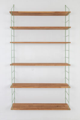 Pastel Green Shelfing Unit with 6 Oak Shelves