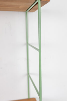 Pastel Green Shelfing Unit with 6 Oak Shelves