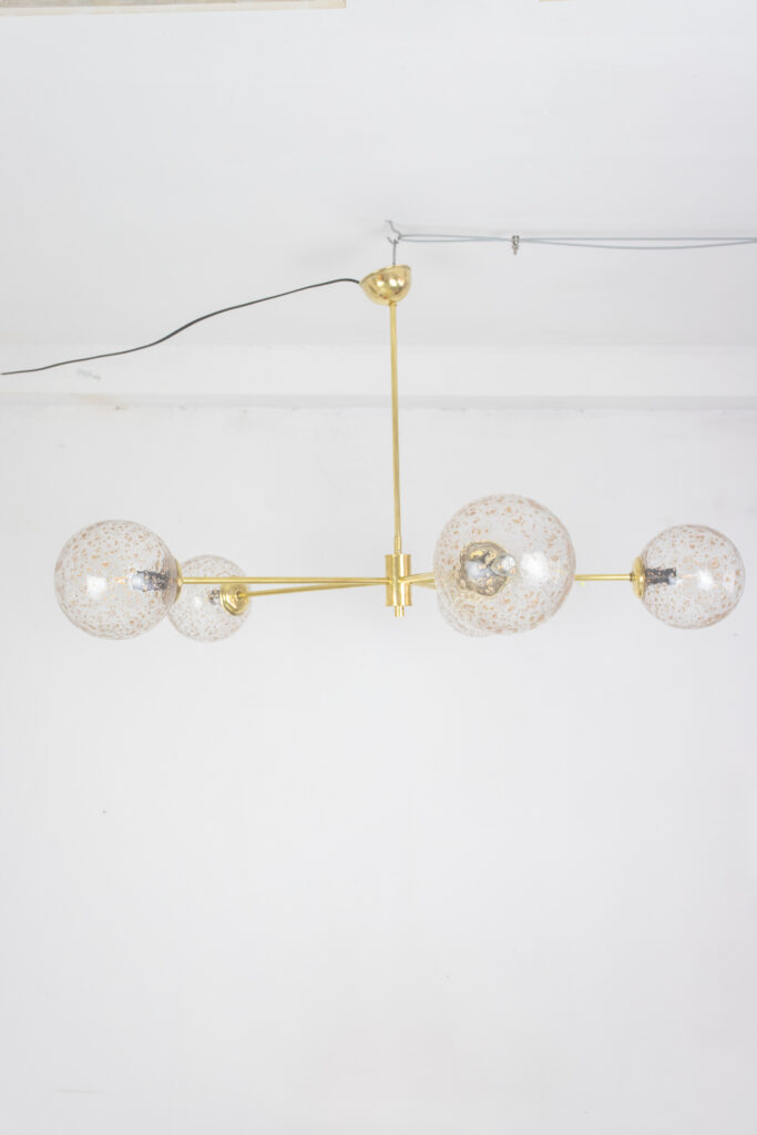 Sputnik' Copper Glass Chandelier with Unique Shades, 50's