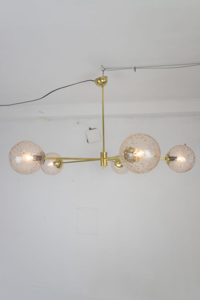 Sputnik' Copper Glass Chandelier with Unique Shades, 50's