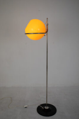 Tibor Házi Rare Orange Glass Shade Floor Lamp