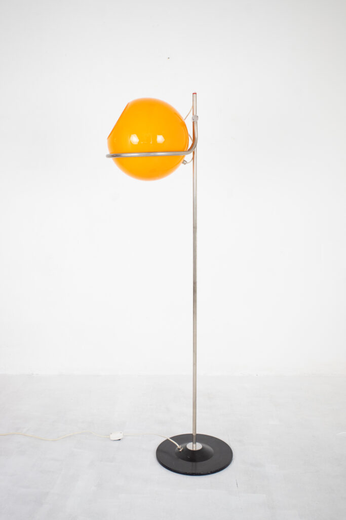 Tibor Házi Rare Orange Glass Shade Floor Lamp