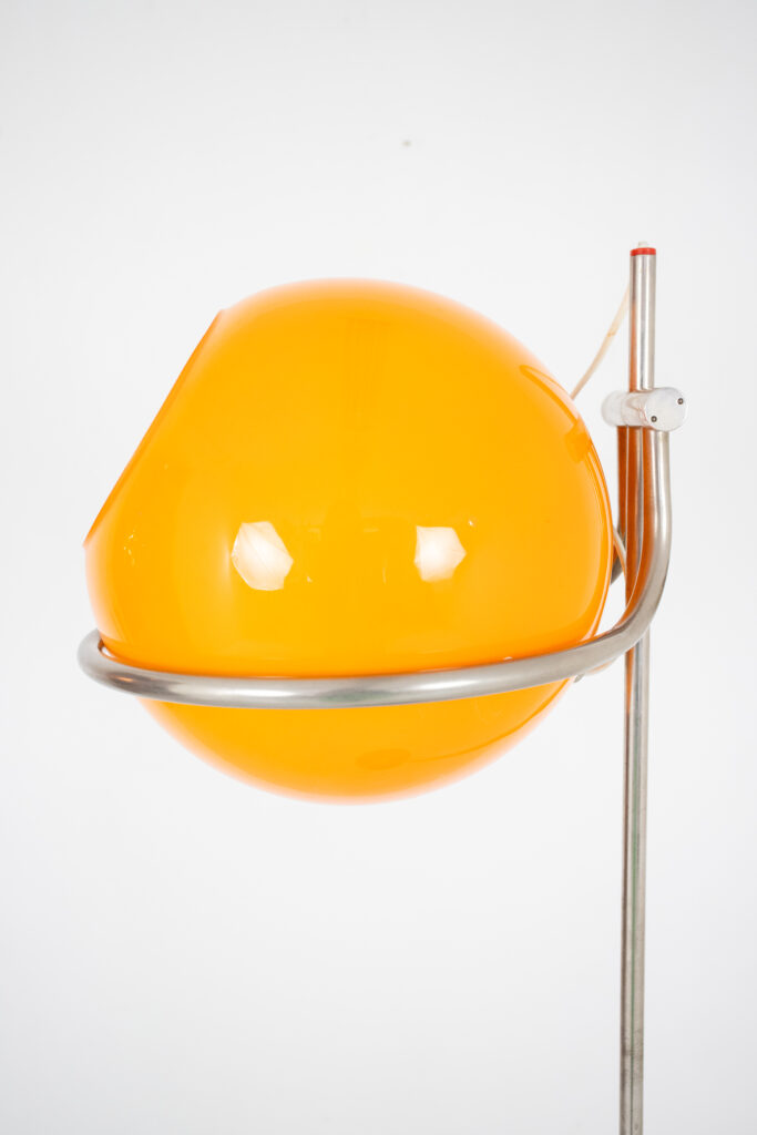 Tibor Házi Rare Orange Glass Shade Floor Lamp