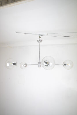 Rare Sputnik Chrome Chandelier with Glass Shades