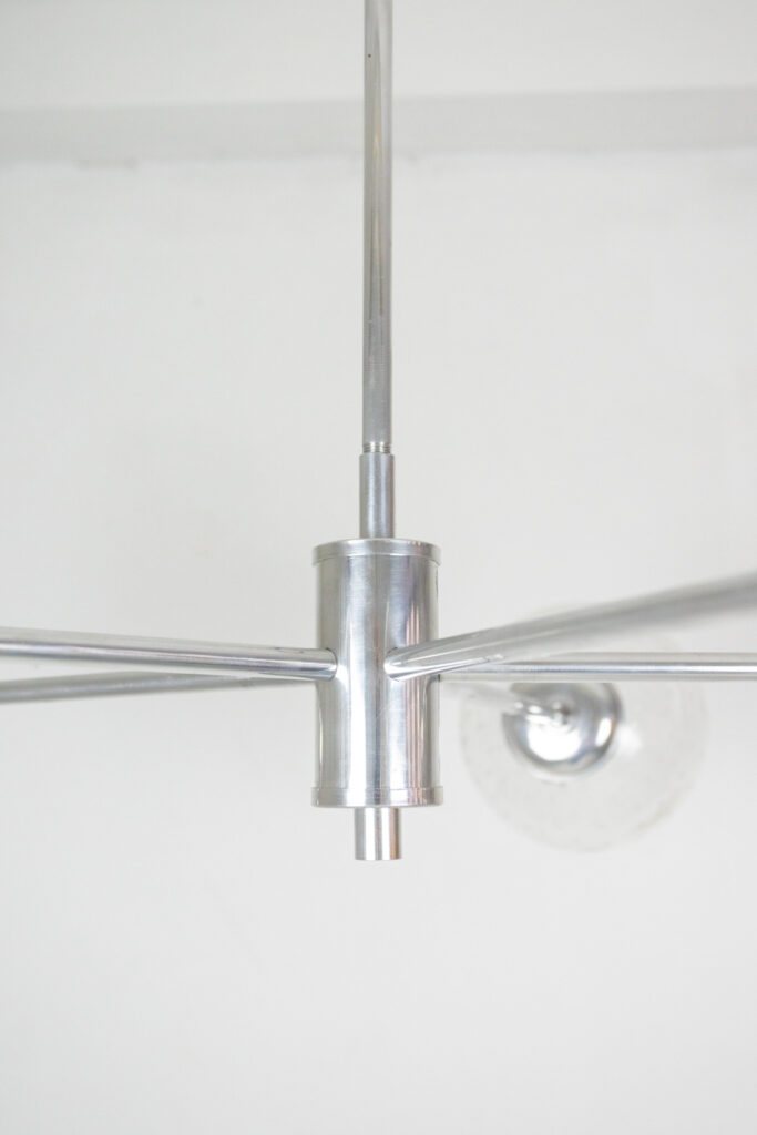 Rare Sputnik Chrome Chandelier with Glass Shades