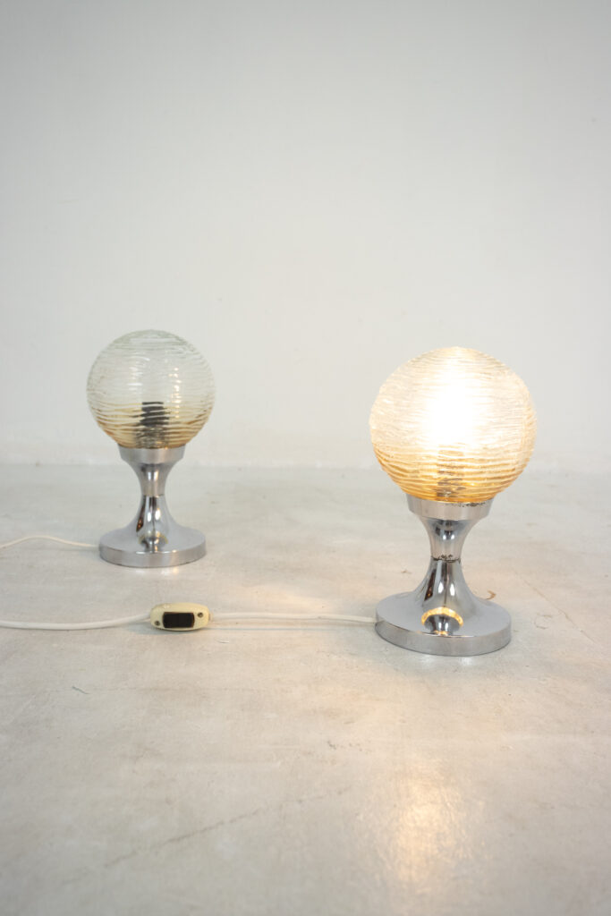 Wonderful Pair of Chrome Table Lamps