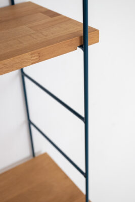 Restored Oceanblue Shelves with Oak Shelves