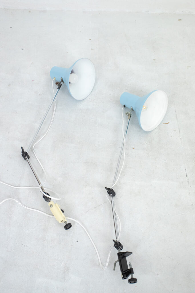 Pastel Blue Table Lamps with Clips