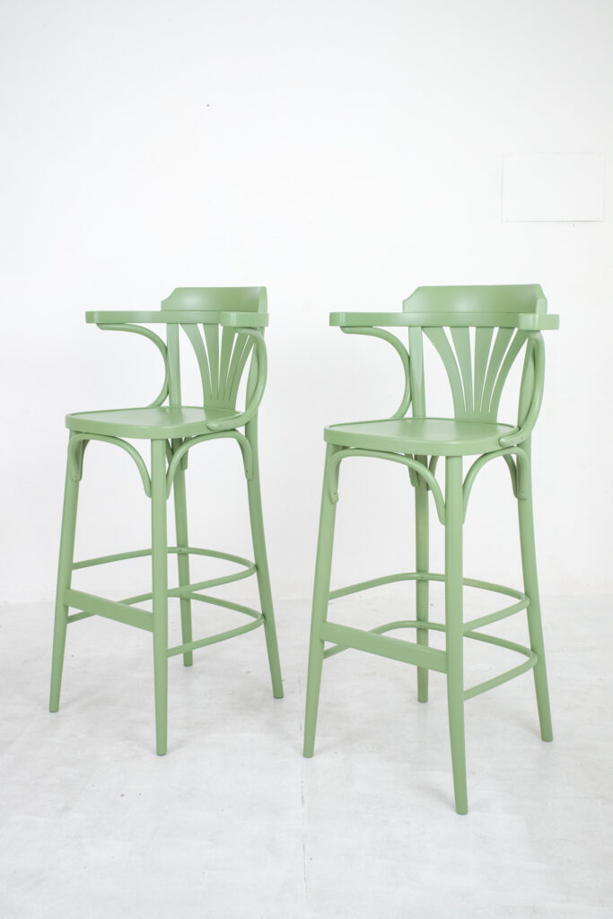 Sage Colored Thonet Bar Chairs in Pair