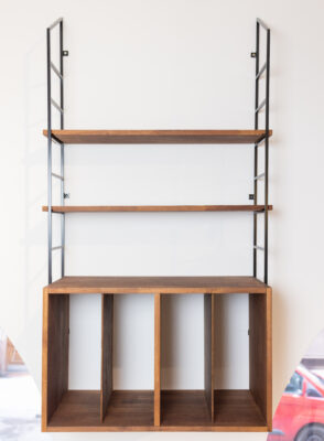 Walnut Black Shelves with Vinyl Holder