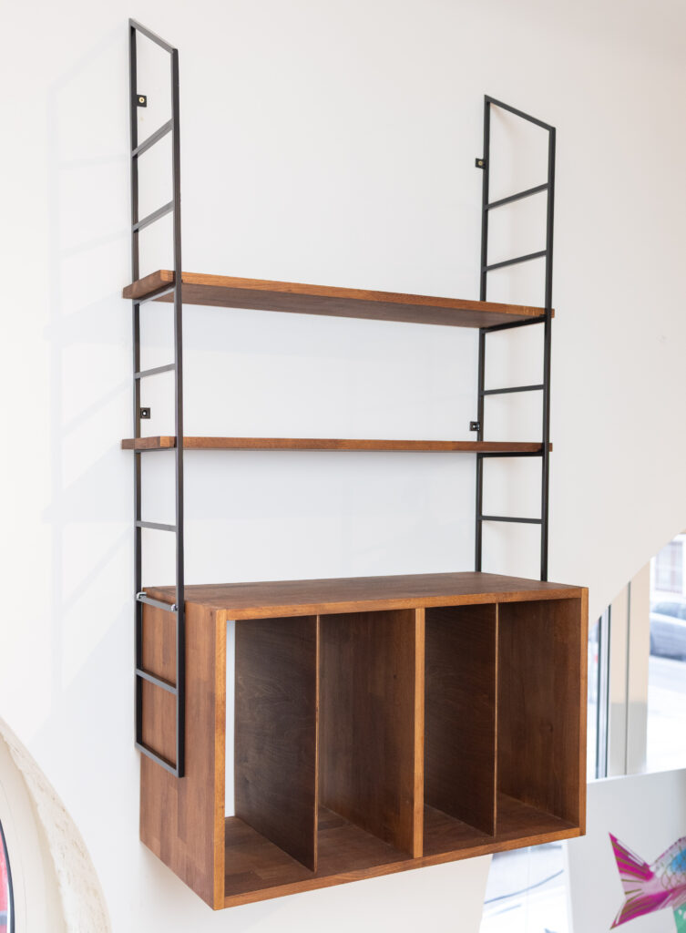 Walnut Black Shelves with Vinyl Holder