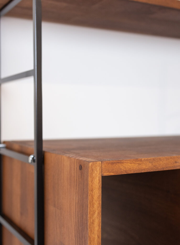 Walnut Black Shelves with Vinyl Holder