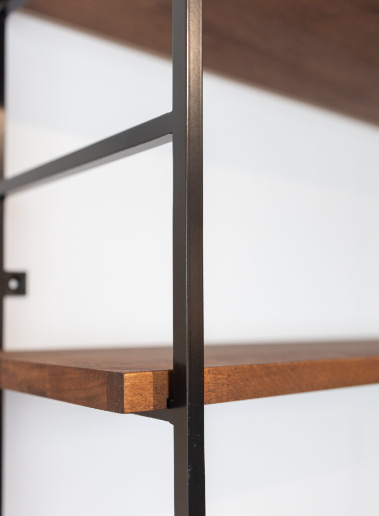 Walnut Black Shelves with Vinyl Holder