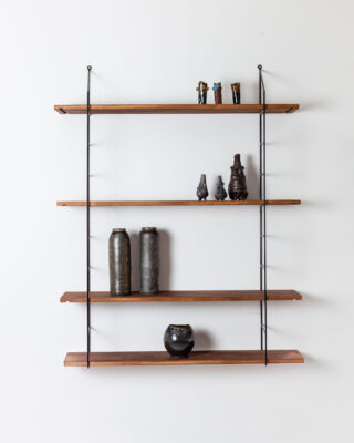 Black Shelving System with 4 Oak Shelves