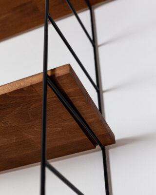 Black Shelving System with 4 Oak Shelves
