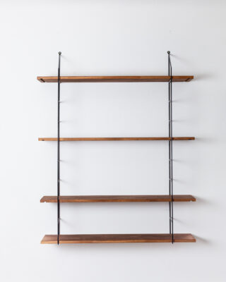 Black Shelving System with 4 Oak Shelves