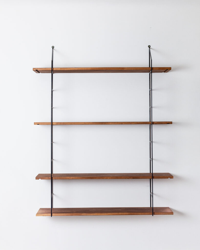 Black Shelving System with 4 Oak Shelves