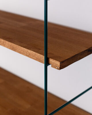 Green Large Shelving System with 6 Wooden Shelves