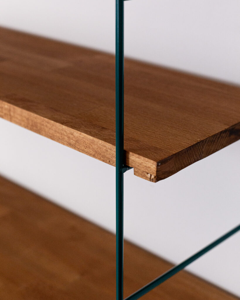 Green Large Shelving System with 6 Wooden Shelves