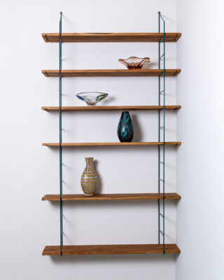 Green Large Shelving System with 6 Wooden Shelves