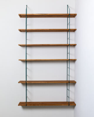Green Large Shelving System with 6 Wooden Shelves