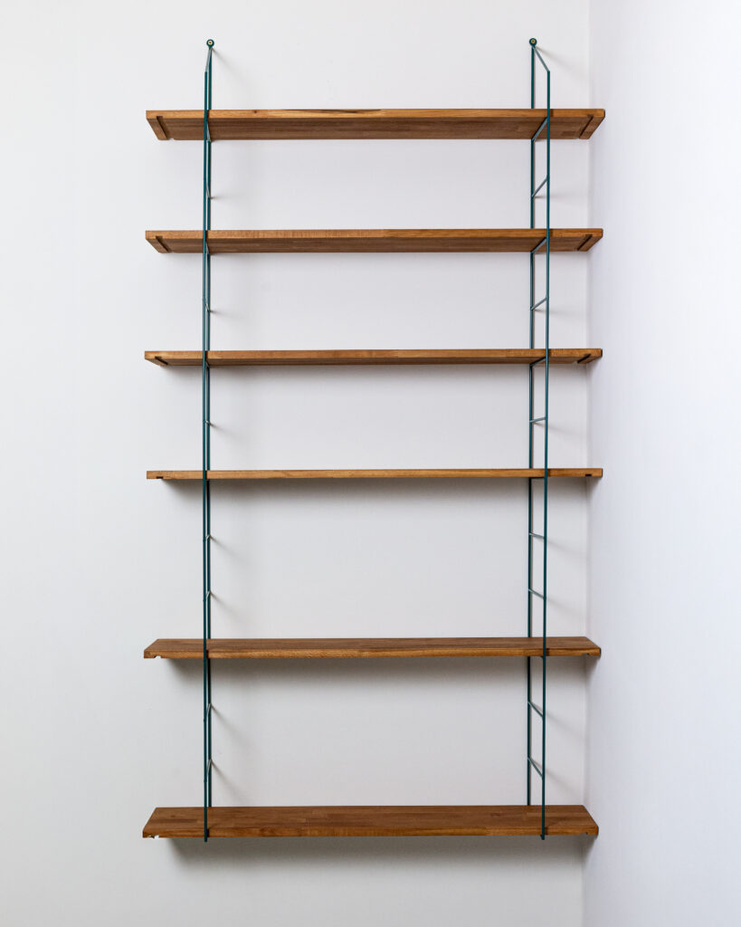 Green Large Shelving System with 6 Wooden Shelves