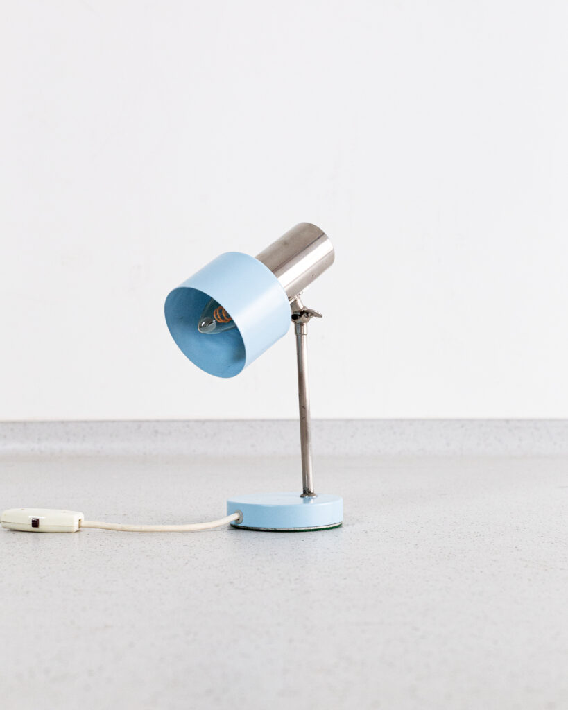 Adorable Pastel Blue Chrome Table Lamp