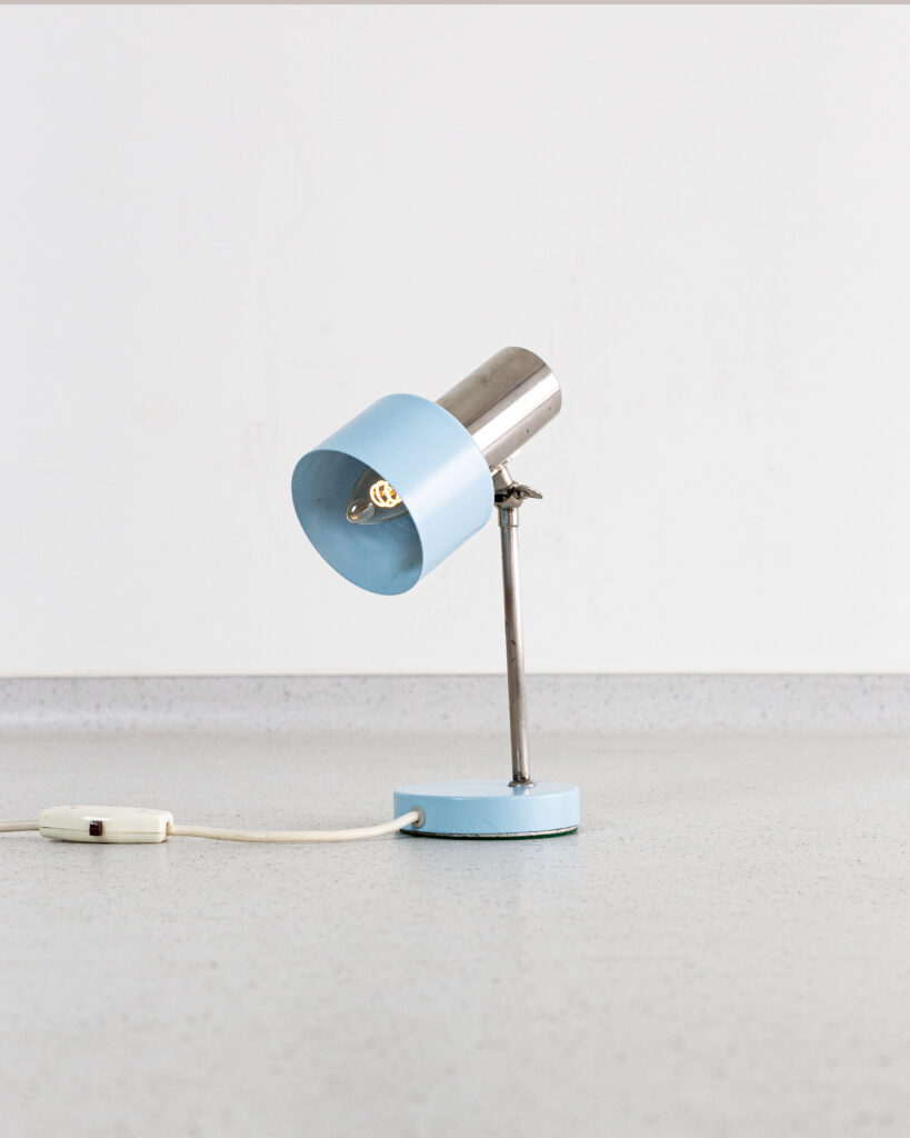 Adorable Pastel Blue Chrome Table Lamp