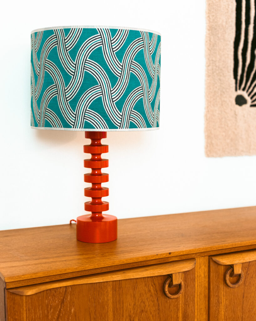 Wood Art Unique Fabric Shade Lamp