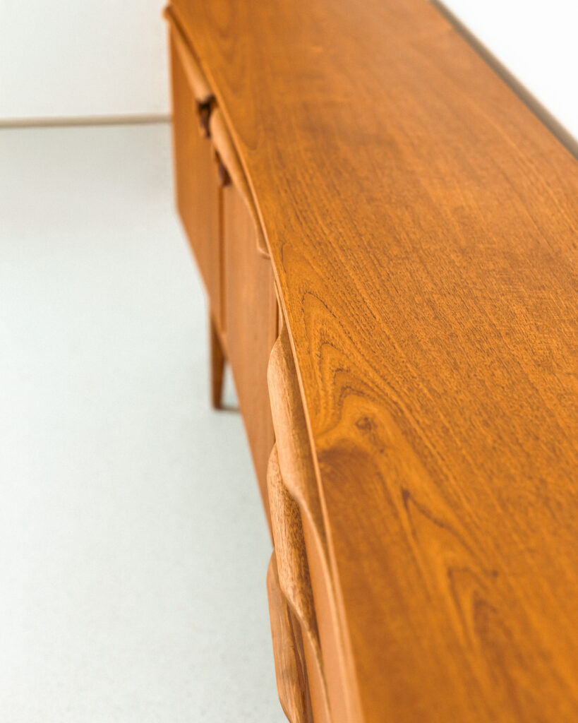 Beautifully Restored 'Beautility' Teak Curved Sideboard
