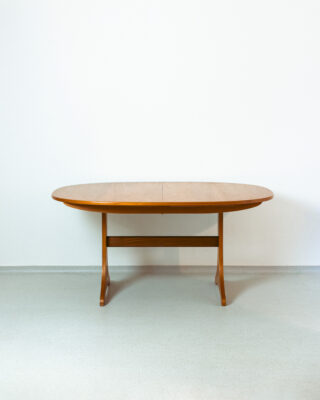Teak Oval Restored Extendable Dining Table