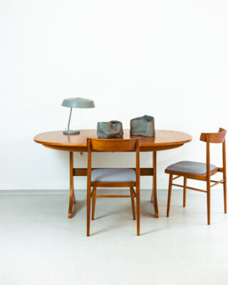 Teak Oval Restored Extendable Dining Table