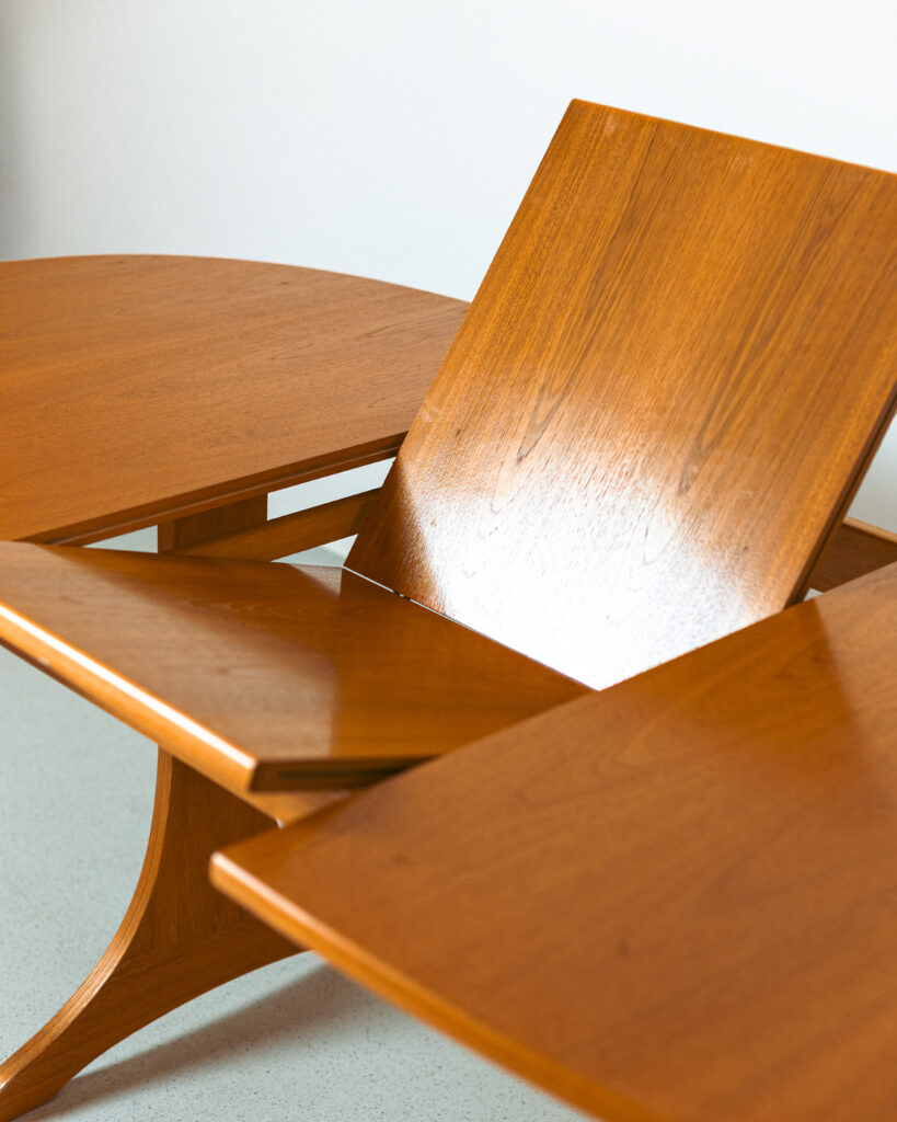Teak Oval Restored Extendable Dining Table