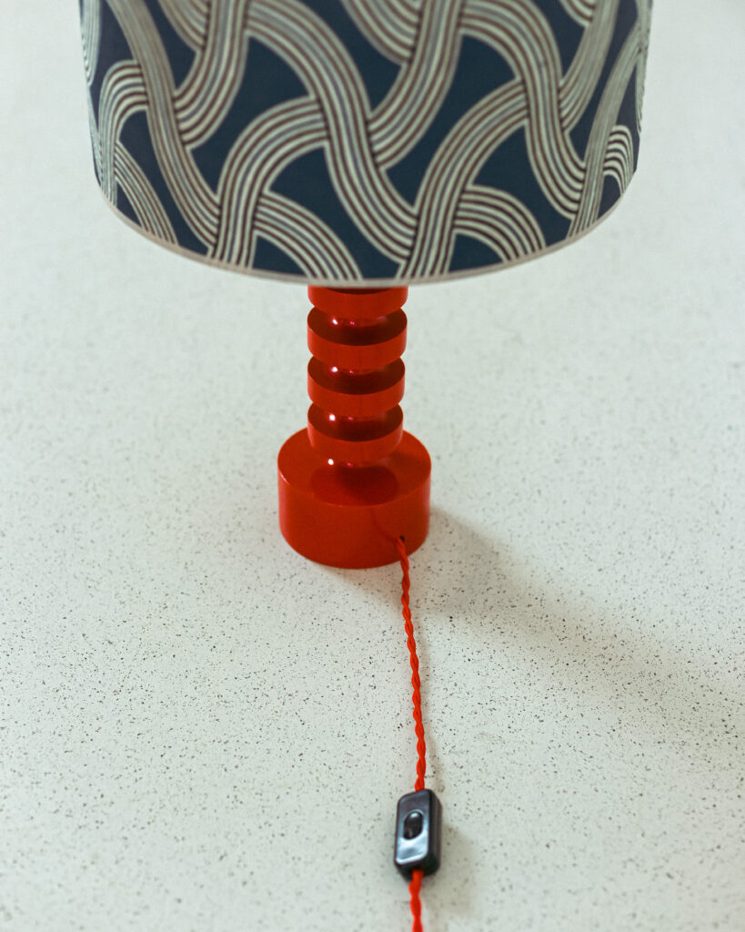 Wood Art Unique Fabric Shade Lamp