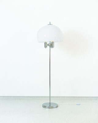 Chrome Floor Lamp with Large Plexiglass Shade