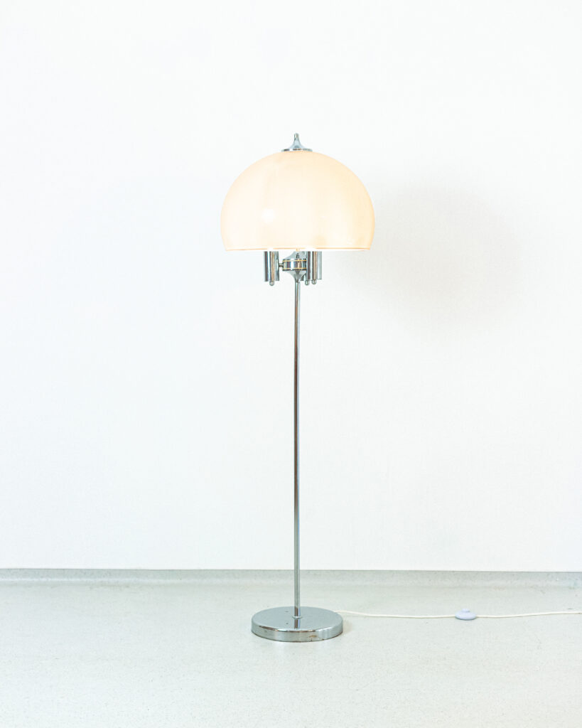 Chrome Floor Lamp with Large Plexiglass Shade