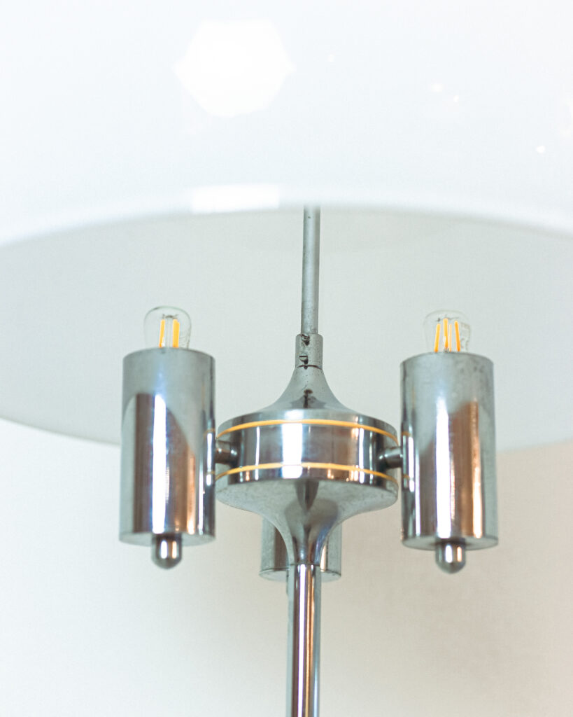 Chrome Floor Lamp with Large Plexiglass Shade