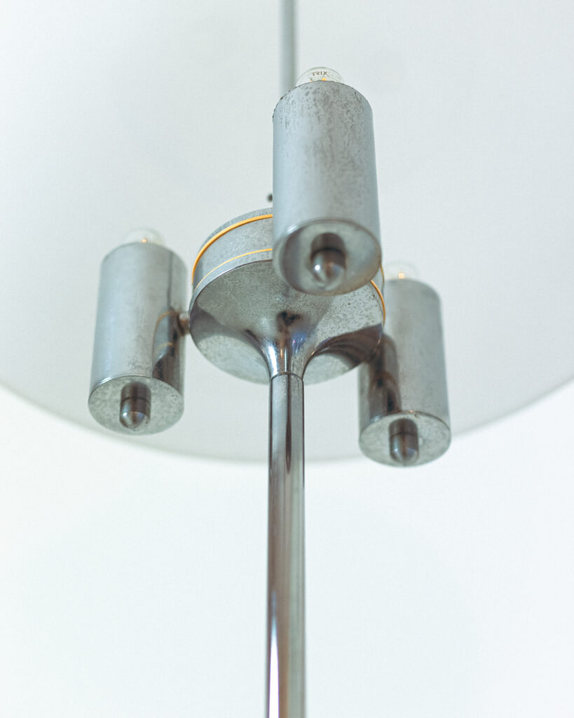 Chrome Floor Lamp with Large Plexiglass Shade