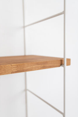 Renovated White Shelving System with 4 Wooden Shelves