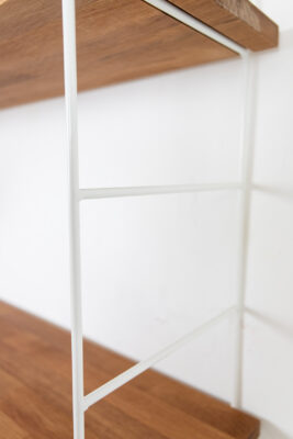 Renovated White Shelving System with 4 Wooden Shelves
