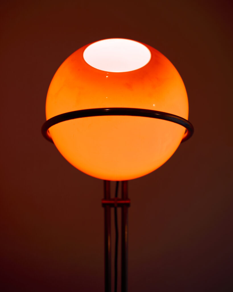 Untitled Session10861 Házi Tibor Króm Állólámpa Narancs Üvegbúrával