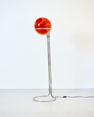 Untitled Session10864 Házi Tibor Króm Állólámpa Narancs Üvegbúrával