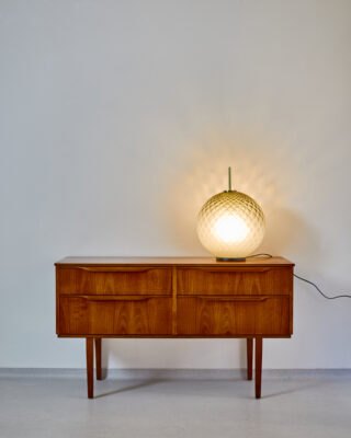 Ritka Muranoi Üveggömb Asztali Lámpa Réz Részekkel