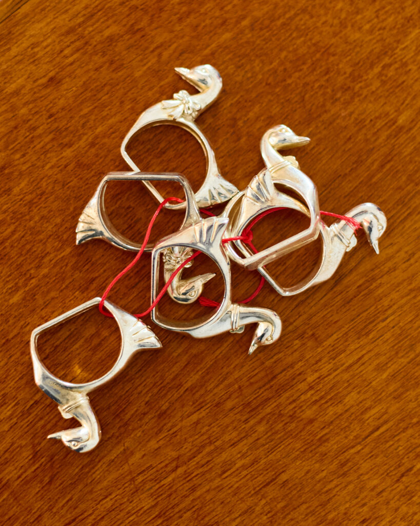 Ezüstözött Szalvétagyűrűk Szettben