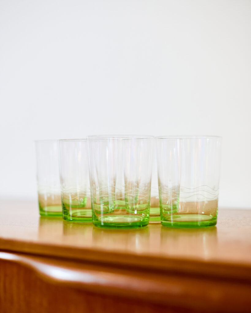 Szépséges Vintage Zöld Poharak Szettben