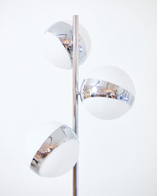 Space Age Króm Állólámpa Tejüveg Búrákkal